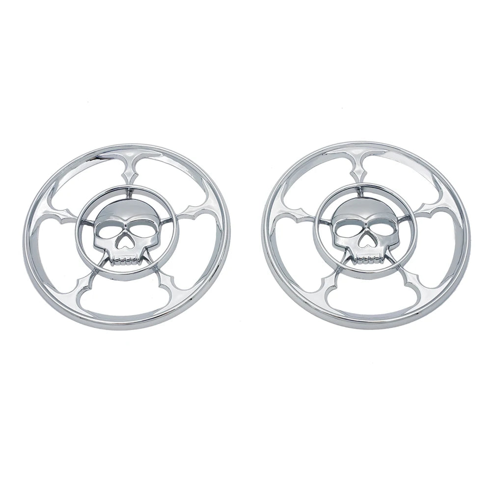 Cache de grille haut-parleur 4,5'' motif tête de mort chromé - vue 7