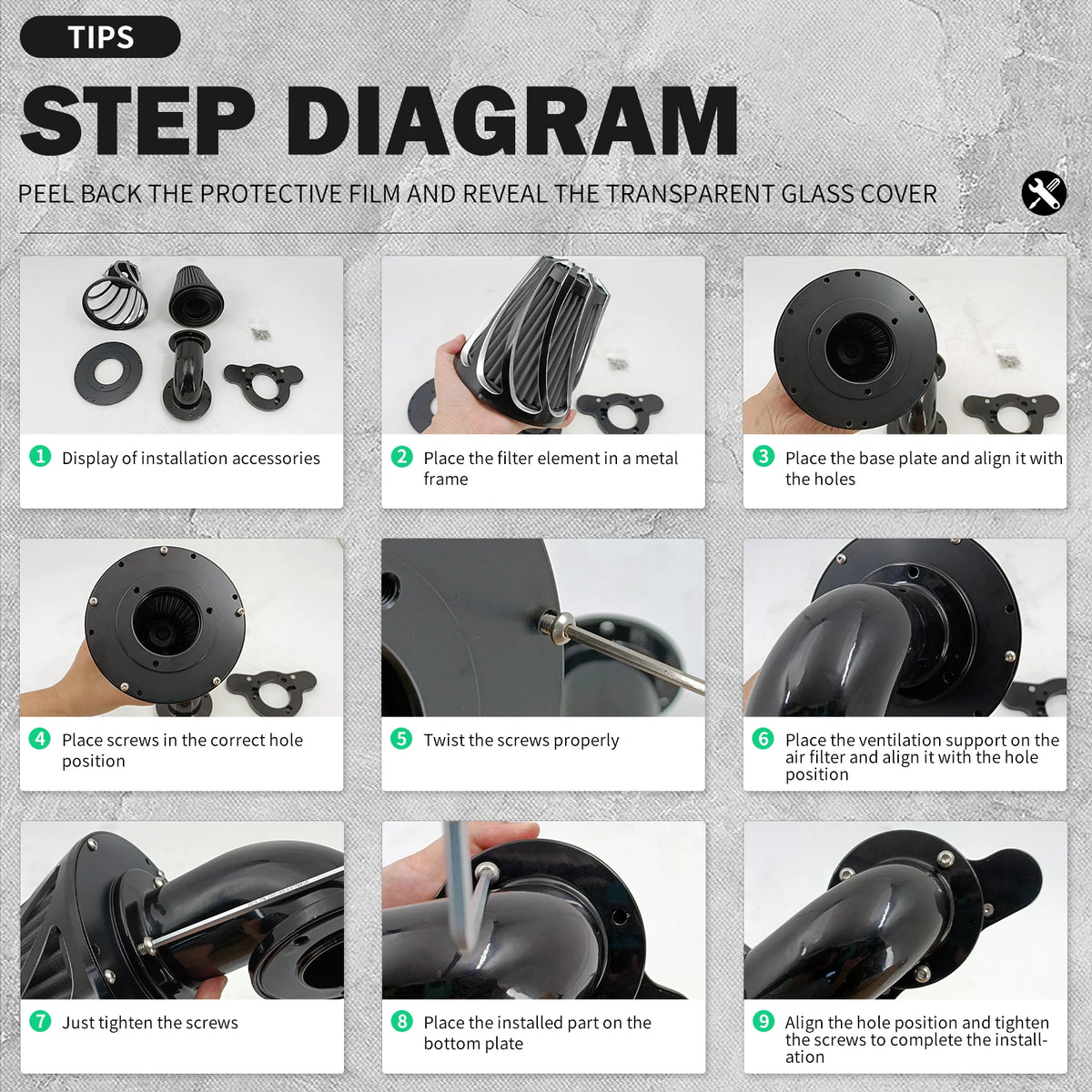 Kit Filtre à Air Noir en Aluminium - Harley-Davidson Sportster, Dyna, Softail et Touring – photo 5/10