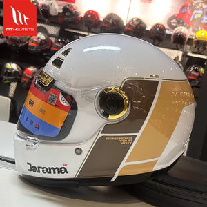 Casque moto intégral rétro noir - vue de face - vue 18