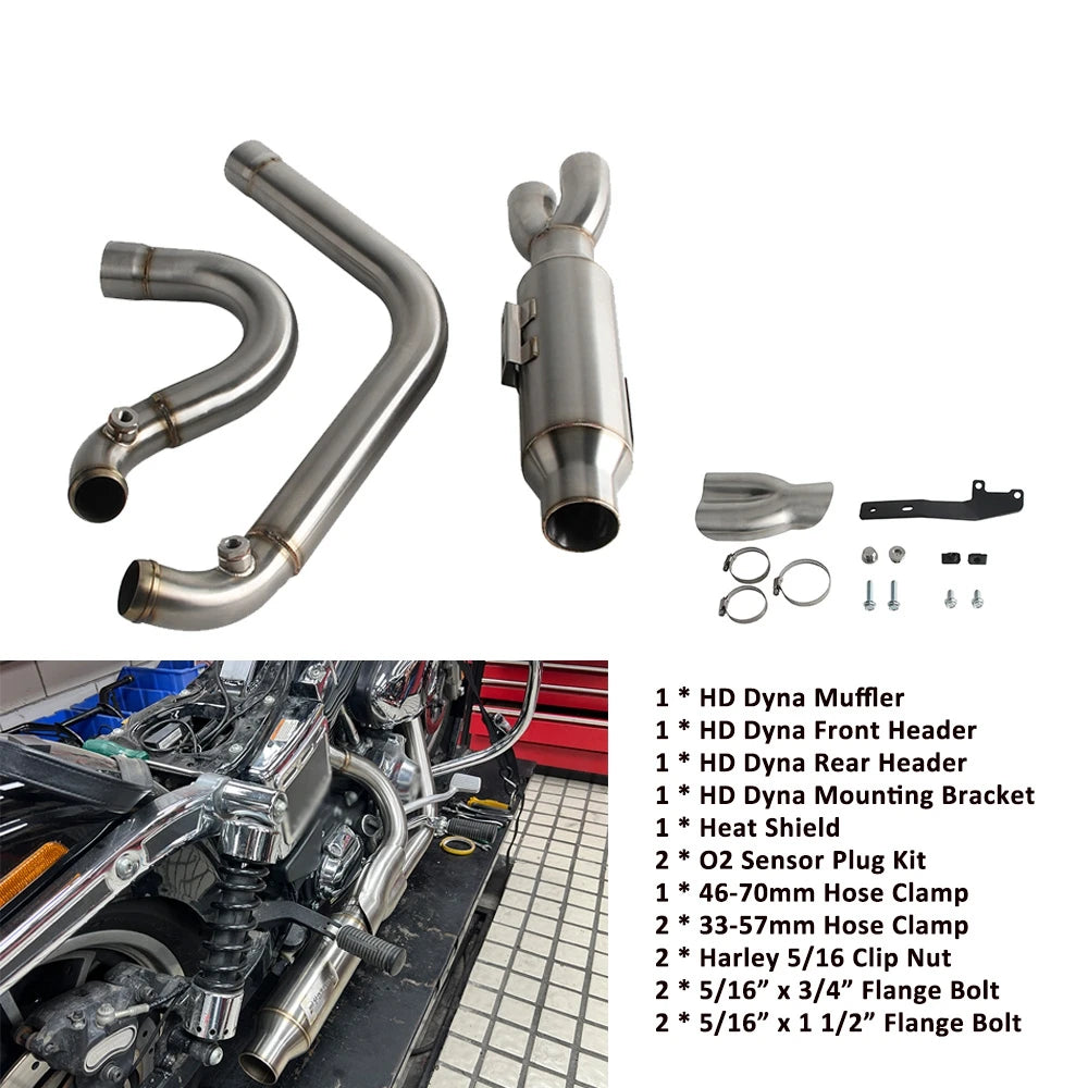 Système d'échappement complet 2-en-1 pour Harley-Davidson Dyna Fat Bob FXDF et Low Rider S FXDL/FXDLS 2006-2017 – photo 7/10