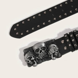Ceinture punk boucle main de squelette et rivets - vue 6
