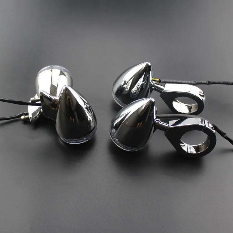 Kit clignotants LED bullet chromés pour Harley fourche 41 mm - vue 6