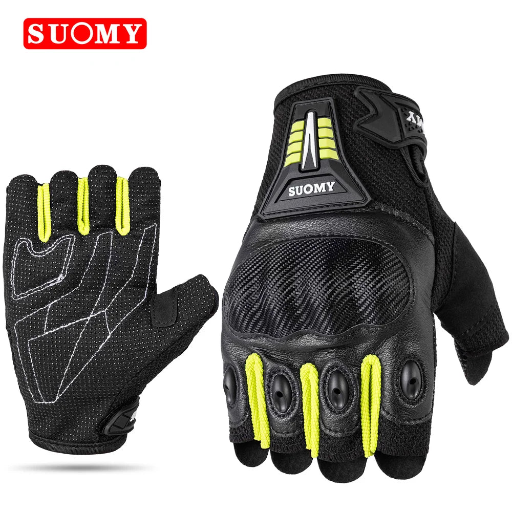 Gants moto mi-doigts noirs - vue de face - vue 9