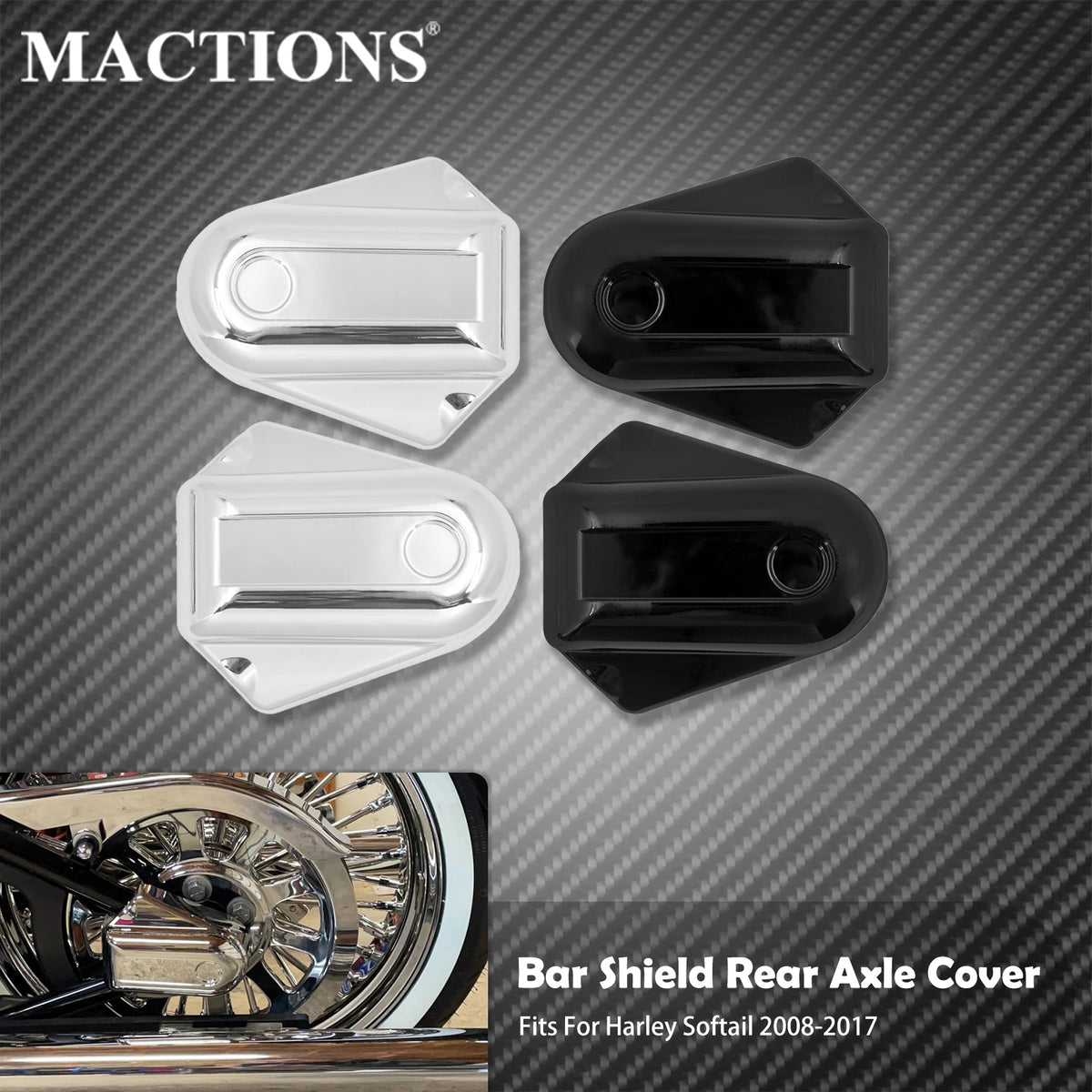 Caches d'Écrou d'Essieu Arrière (Bar Shield) - Harley-Davidson Softail Heritage, Slim, Deluxe 2008-2017 – photo 1/8