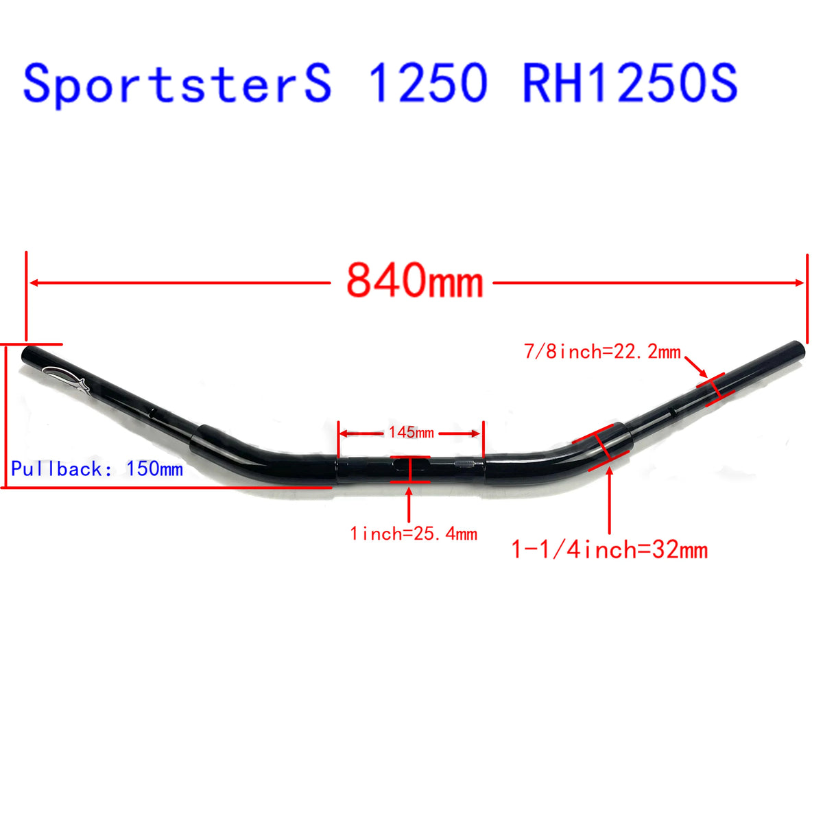 Guidon drag bar noir pour Harley Sportster S et Nightster 975 - vue 6