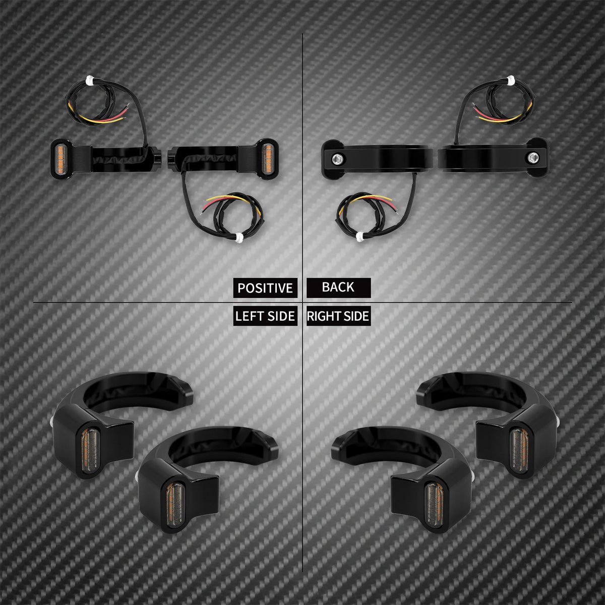 Feu LED ambre monté sur le cache de fourche d'une Harley Sportster Nightster - vue 2