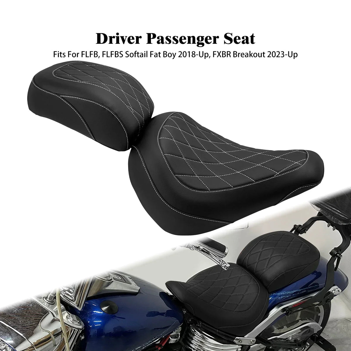 Selle biplace noire pour Harley-Davidson Softail Fat Boy - vue 9