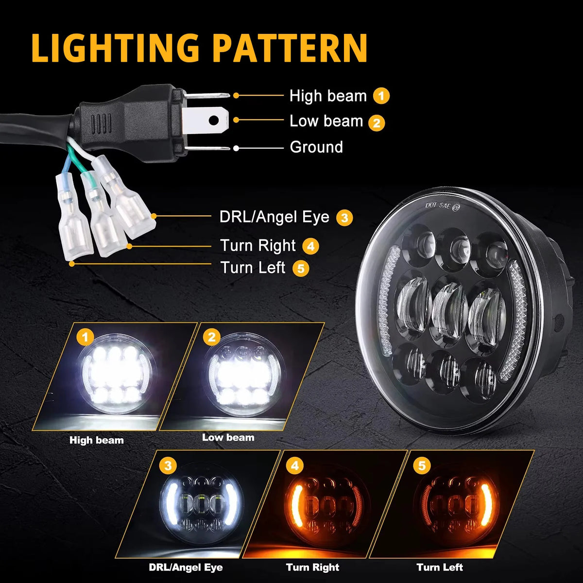 Phare LED 5,75 pouces pour Harley Harley-Davidson - vue 2