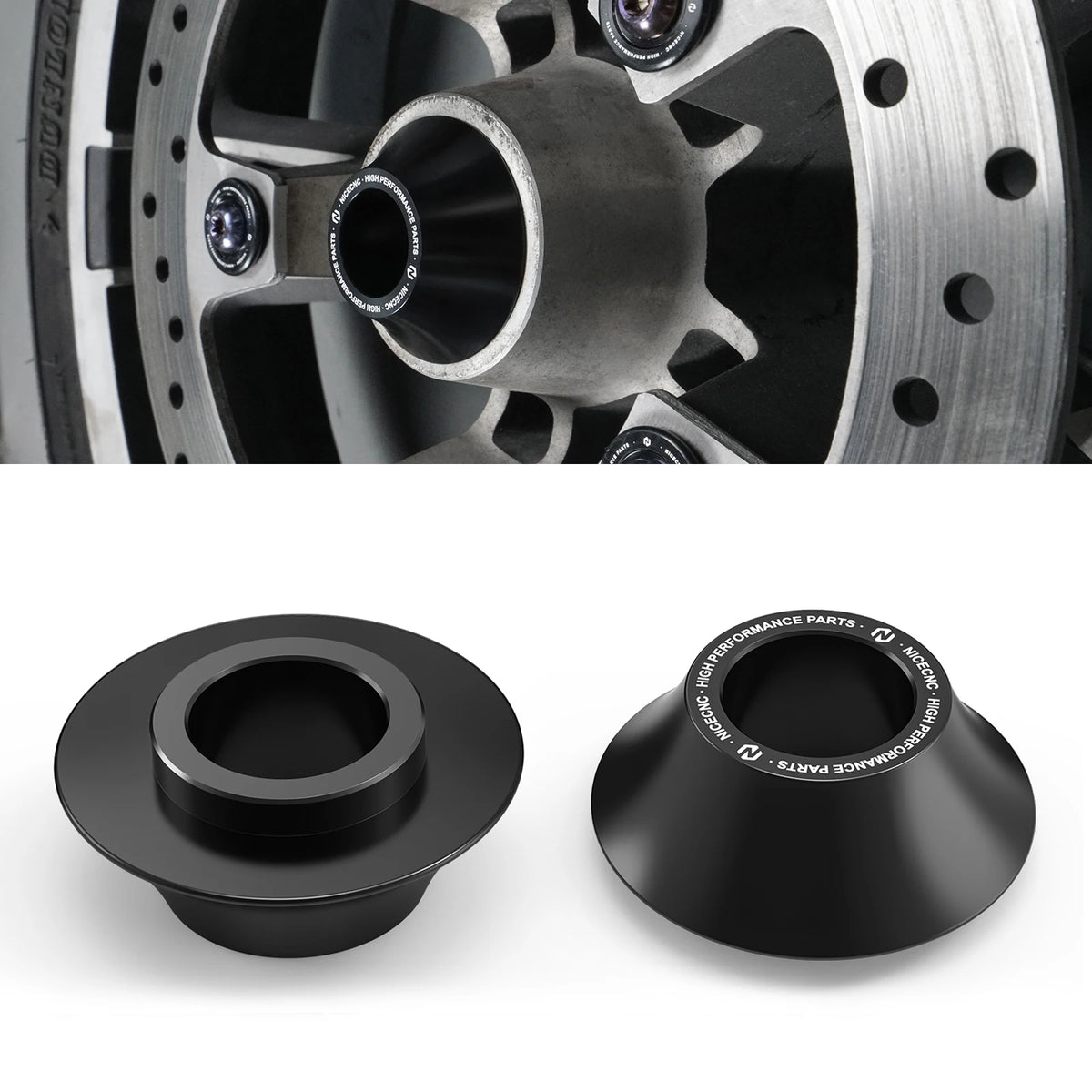 Entretoises de roue avant coniques pour Harley Touring - vue 1