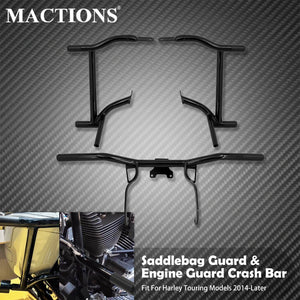 Barres de Protection Sacoches et Moteur Avant (Crash Bars) en Acier - Harley-Davidson Touring 2014 et Plus – photo 1/6
