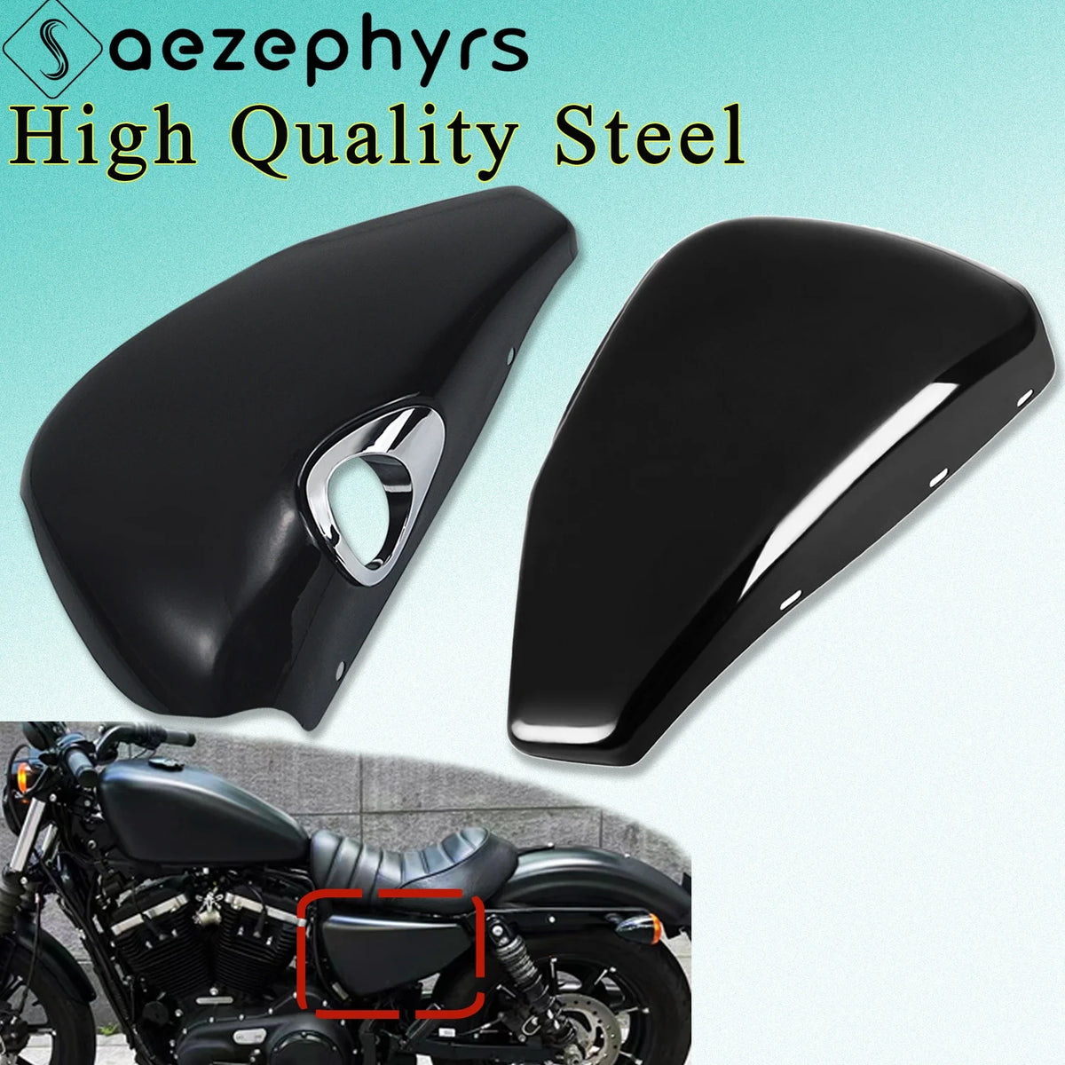 Cache Latéral de Batterie (Gauche ou Droite) Acier - Harley-Davidson Sportster 883/1200 2004-2013 – photo 1/8