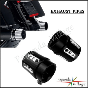 Embout d'échappement aluminium noir pour Harley Touring - vue 1