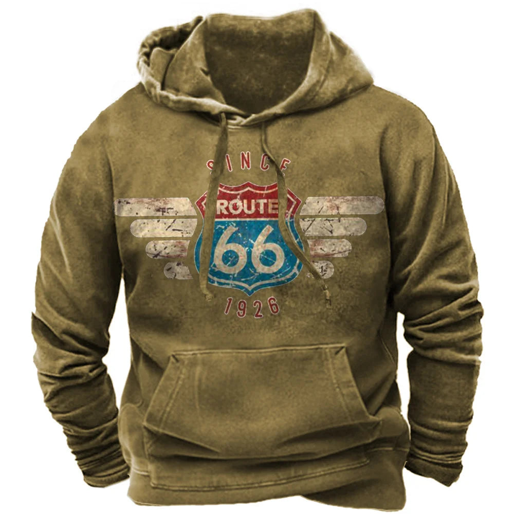 Sweat à Capuche Oversize Homme Imprimé 3D Moto Route 66 - vue 5