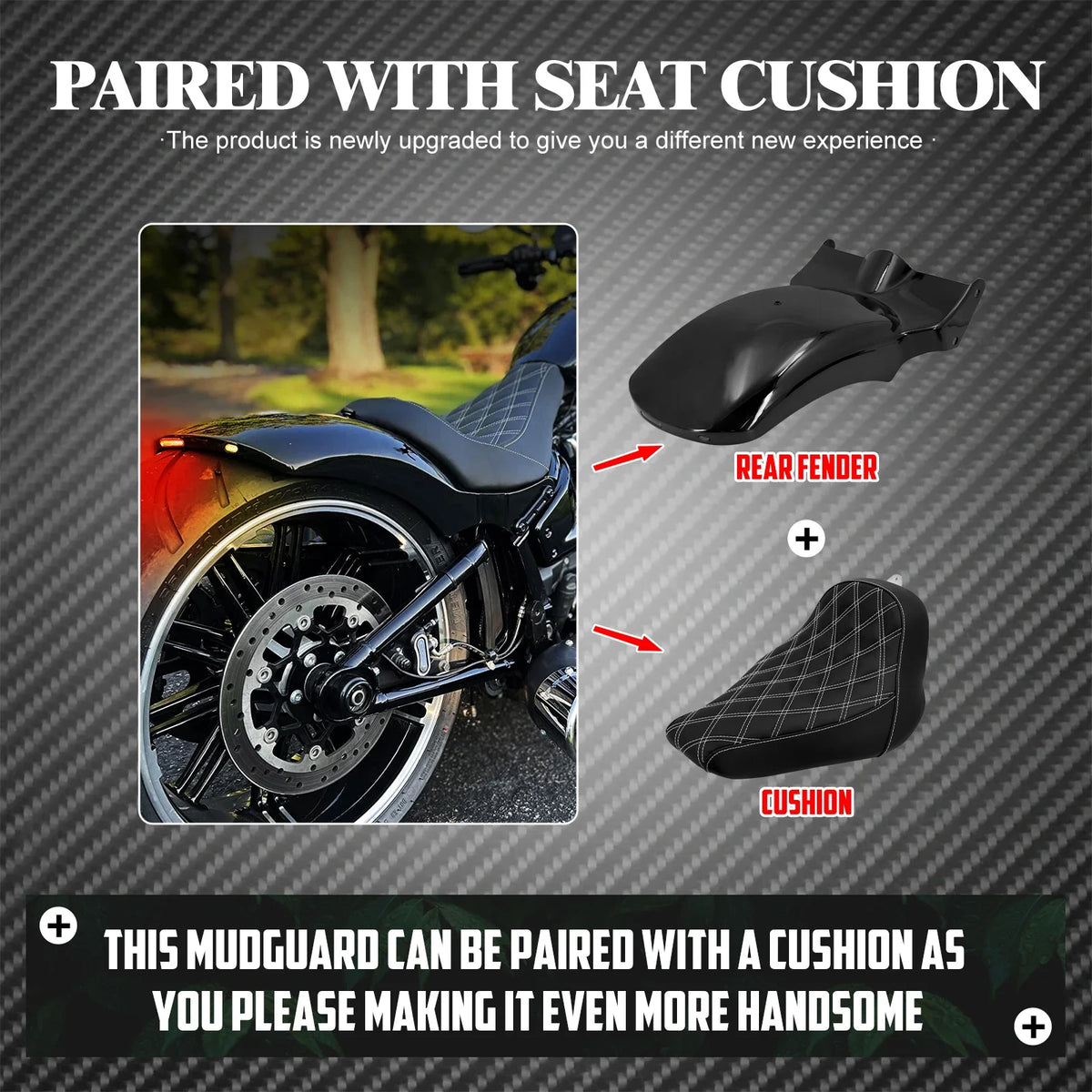 Garde-Boue Arrière Fer Forgé avec Selle Solo Conducteur - Harley-Davidson Softail Breakout & Fat Boy 2018-2023 – photo 2/7