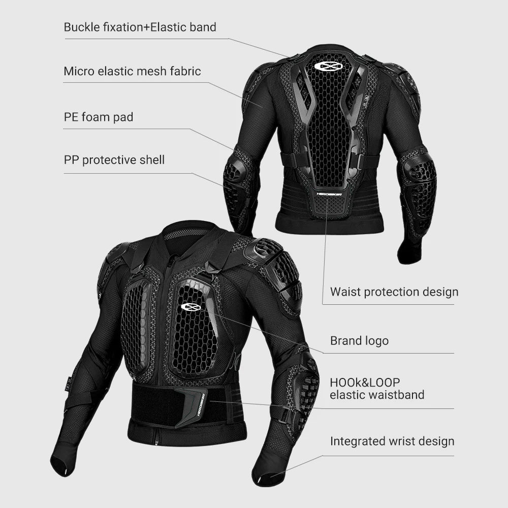 Ensemble blouson et pantalon moto noir et rouge avec protections - vue de face - vue 5