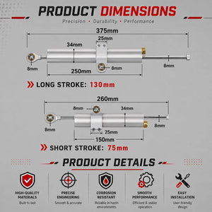 Amortisseur de direction universel réglable 260-375 mm, aluminium CNC – photo 2/6