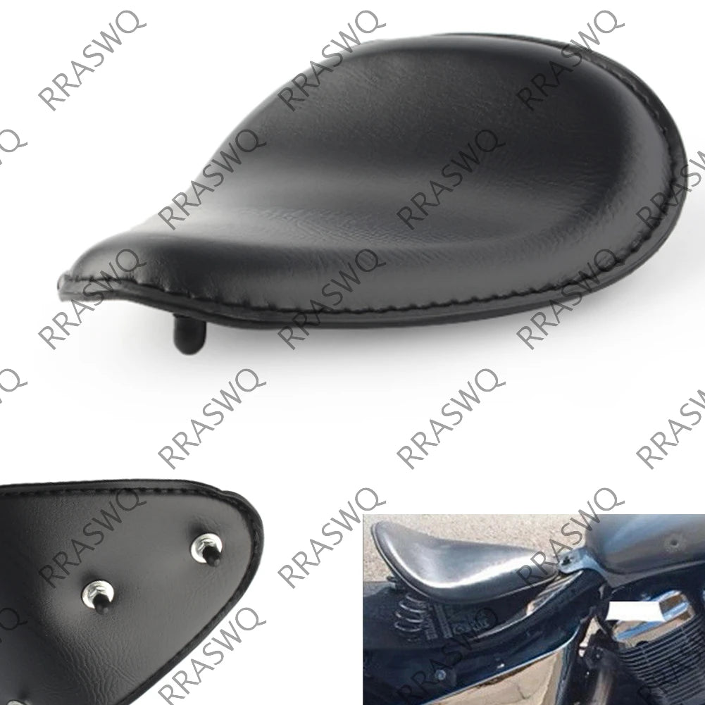 Selle solo cuir PU noire pour moto custom - Sportster, Bobber, Chopper