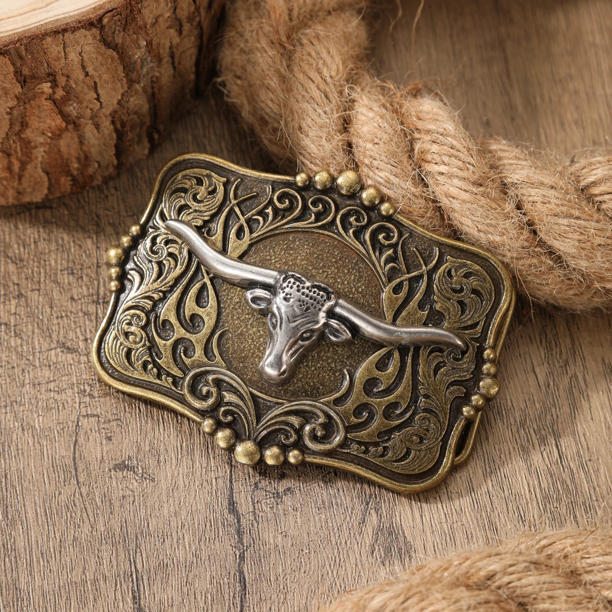 Boucle de ceinture métallique motif cowboy western - vue 1