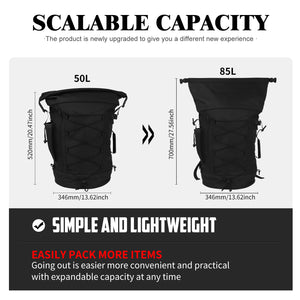 Sac de sissy-bar moto noir extensible avec sangles et housse de pluie - vue 5