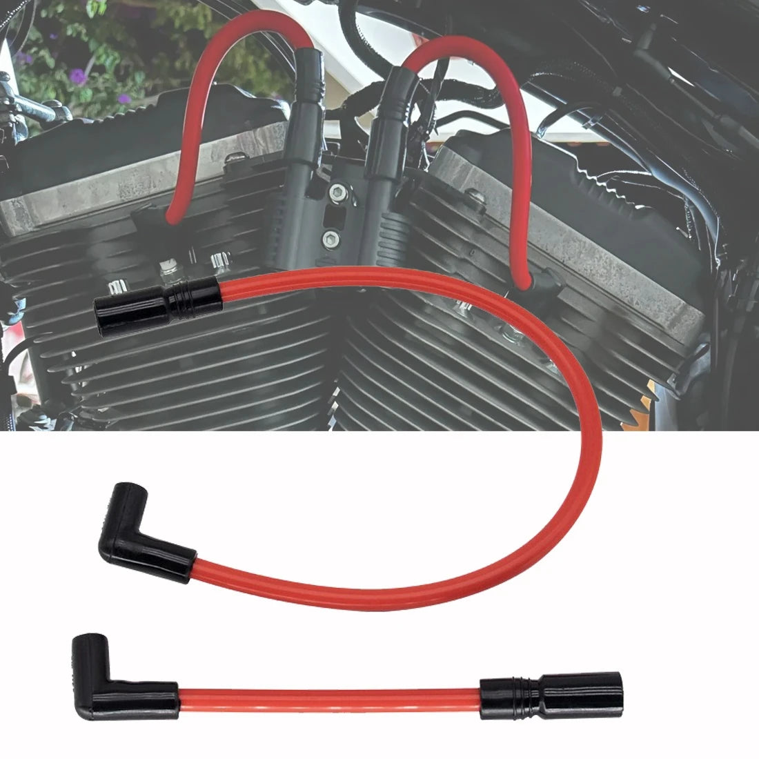 Lot de 2 fils de bougie 10/10,4mm pour Harley-Davidson Softail, Dyna FXD (1999-2017)