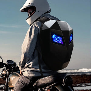 Sac à dos rouge à coque rigide avec écran LED - vue 2