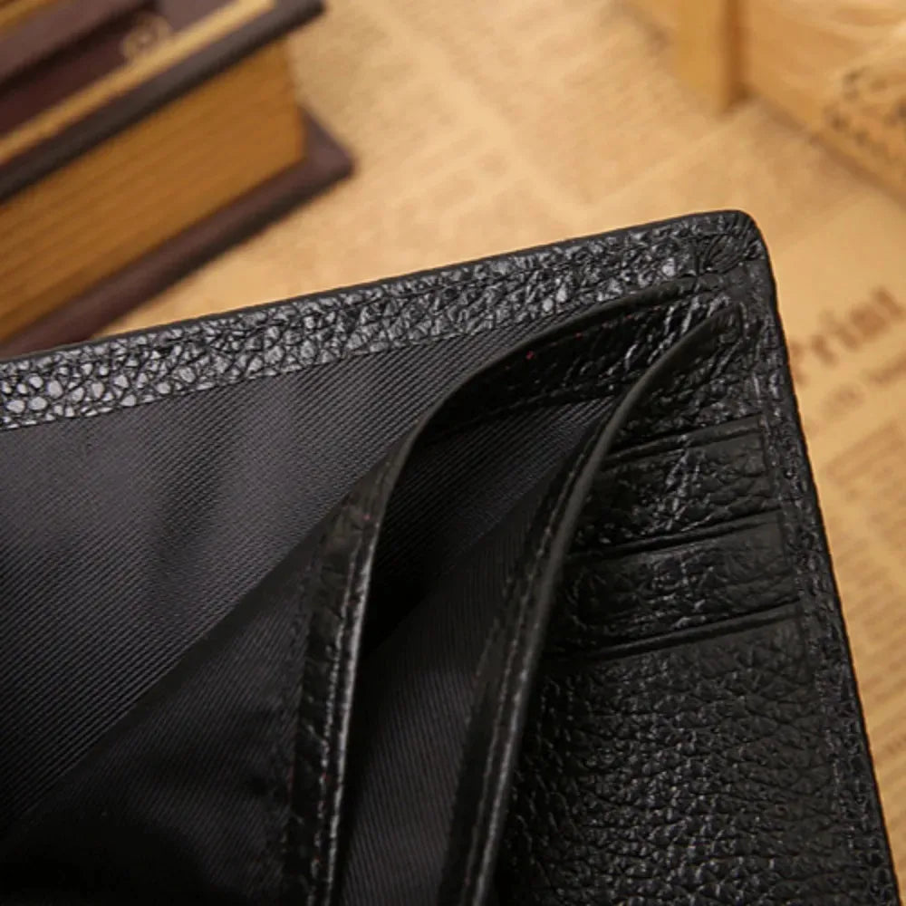 Portefeuille noir simili cuir motif crocodile - vue 2