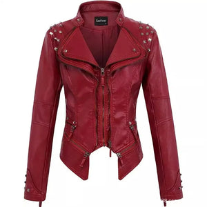Blouson cuir femme style motarde - vue - vue 3