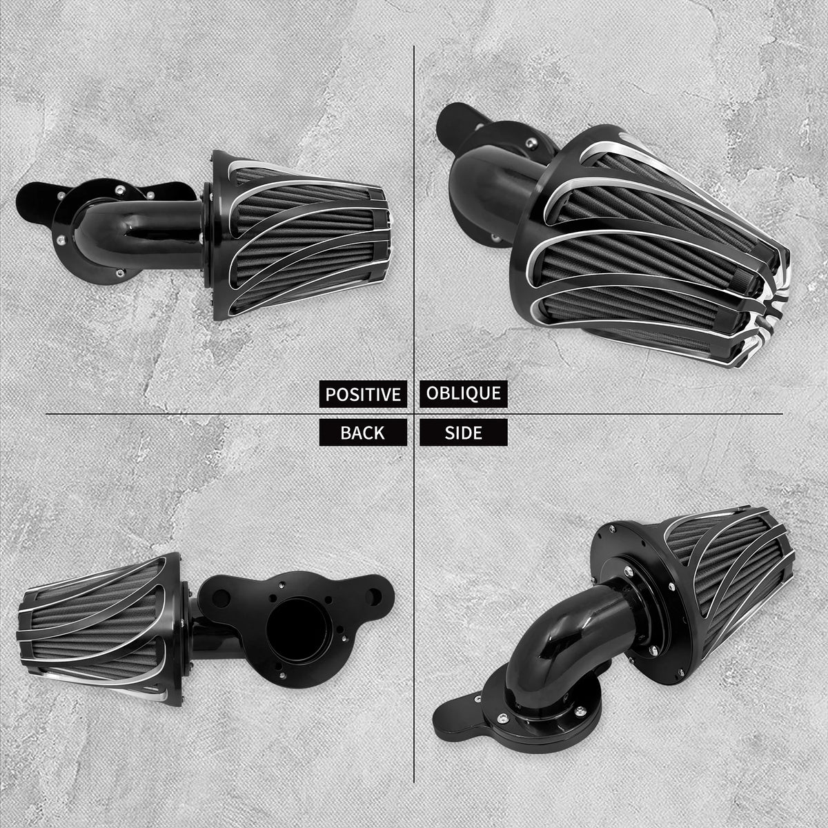 Kit Filtre à Air Noir en Aluminium - Harley-Davidson Sportster, Dyna, Softail et Touring – photo 2/10