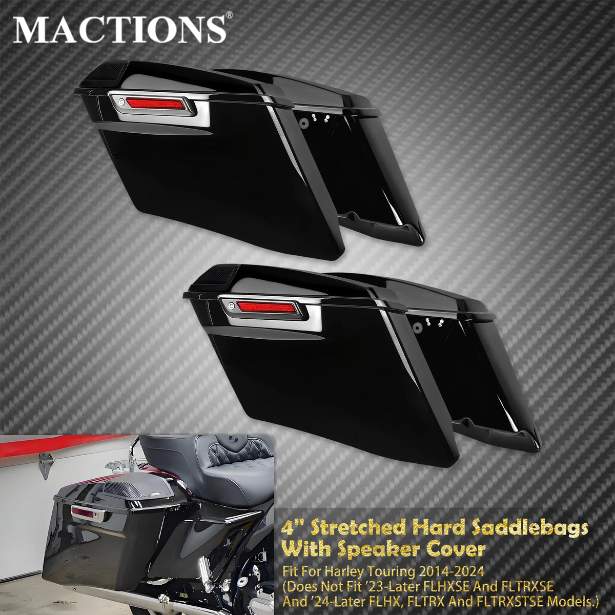 Sacoches Rigides Étirées 4" avec Cache Haut-Parleur - Harley-Davidson Touring 2014-2024 – photo 2/7