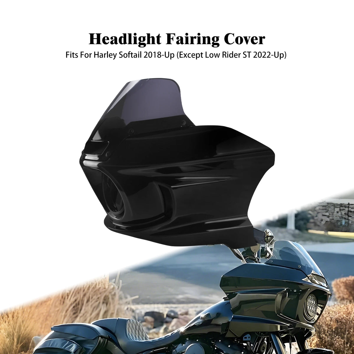 Carénage de phare avant noir brillant pour Harley-Davidson Softail - vue 7
