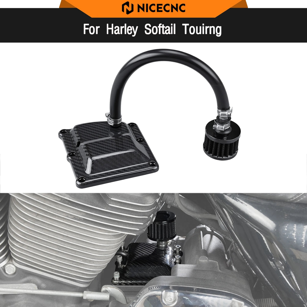 Cache de Transmission Ventilé Bicouche Carbone/Aluminium - Harley-Davidson Touring 2017-2023 & Softail 2018-2024 – photo 1/6