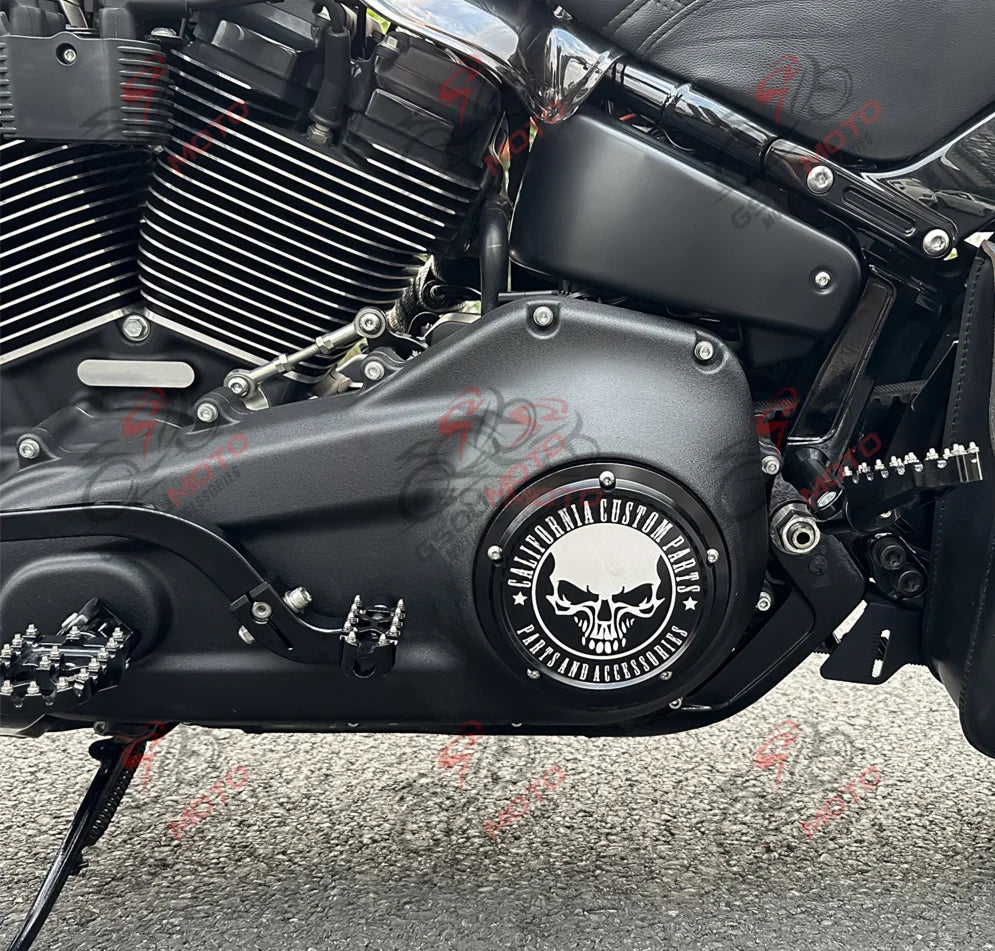 Derby cover noir gravé pour Harley Touring Softail Dyna - vue 3