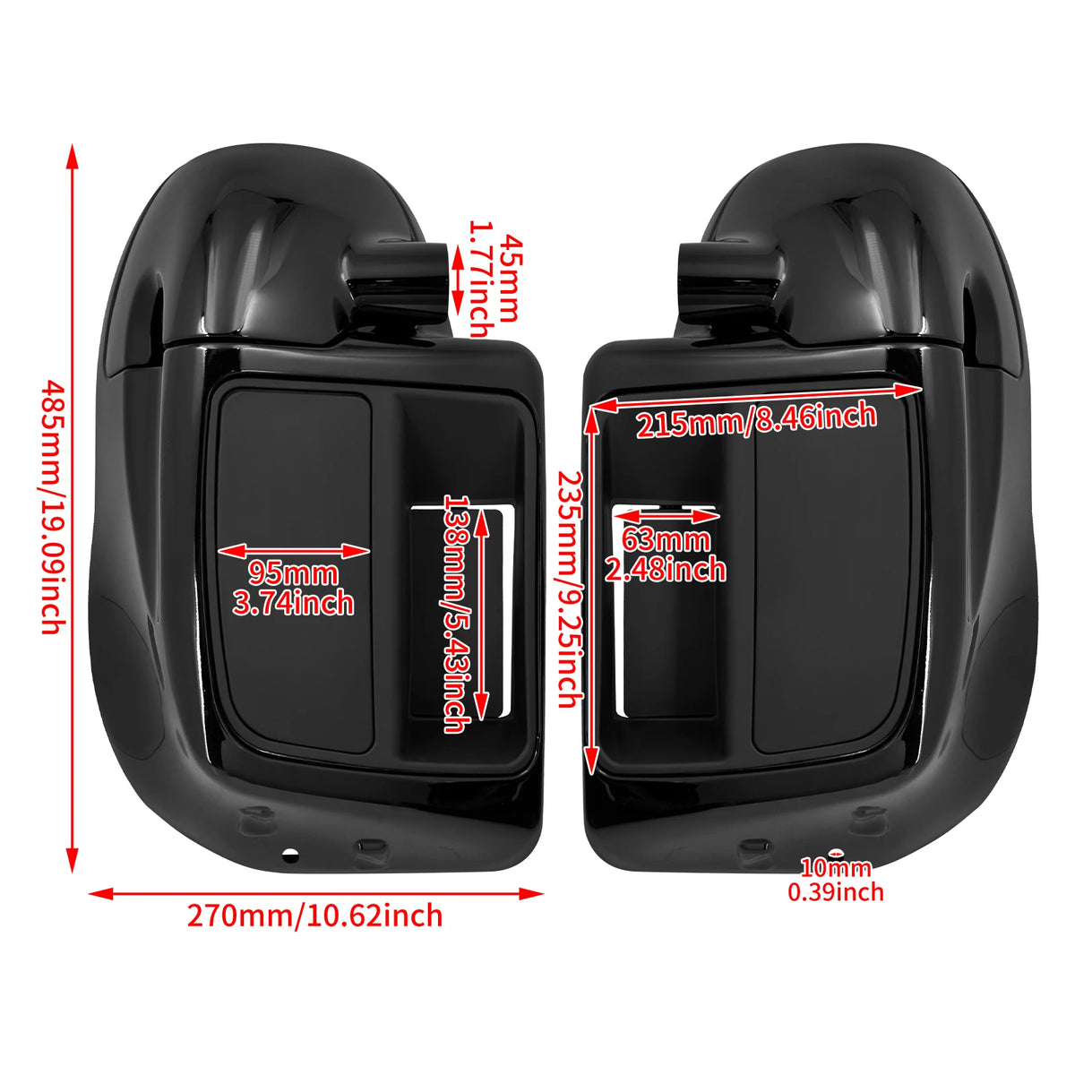 Carénage bas noir avec boîte à gants et grille LED sur une Harley-Davidson Touring - vue 6