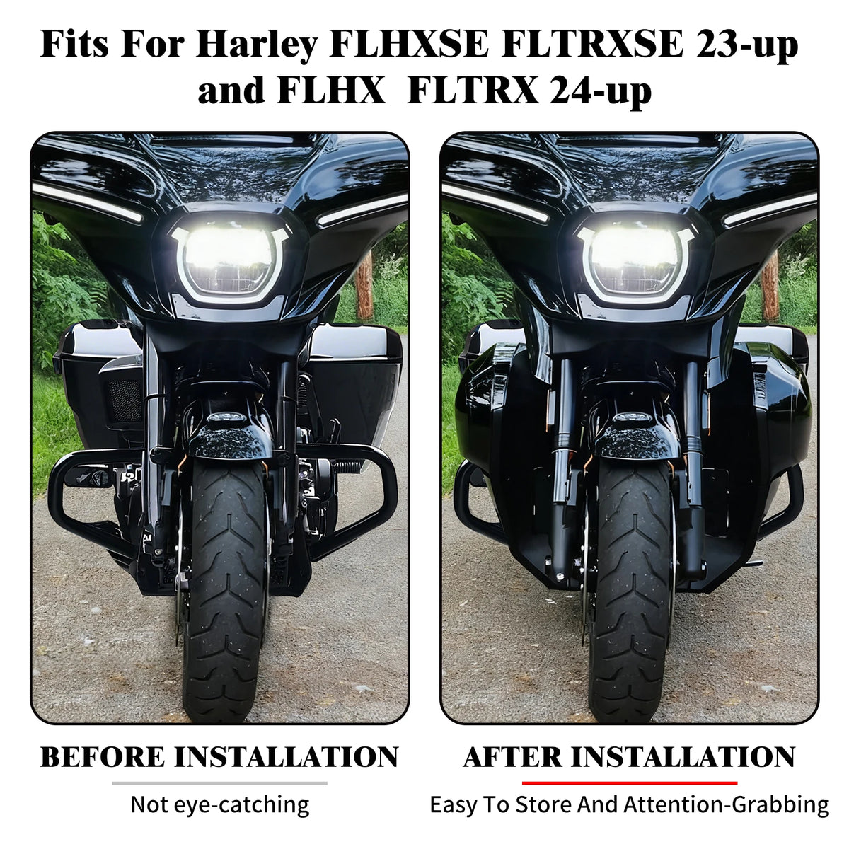 Kit carénages inférieurs noir brillant pour Harley-Davidson Touring CVO - vue 3