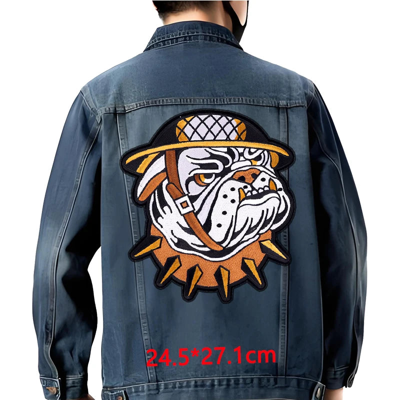 Grand écusson dorsal brodé style biker moto pour blouson - vue 46