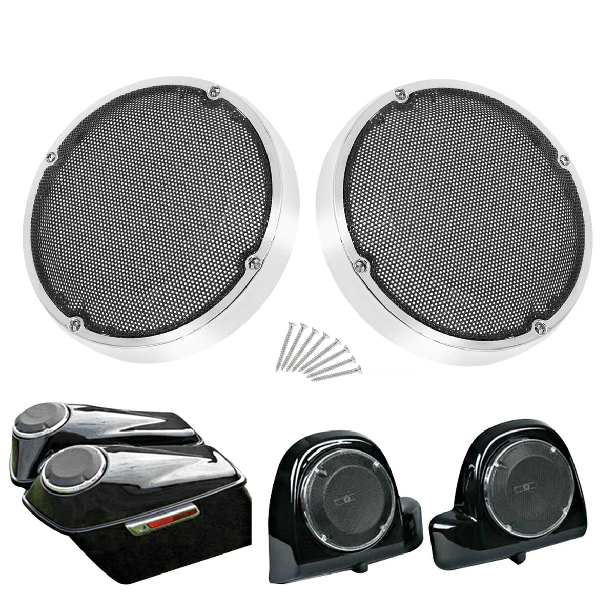 Grille chromée de protection haut-parleur pour carénage de Harley-Davidson Touring - vue 7