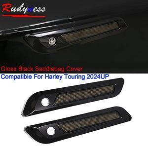 Cache de fermoir de sacoche noir brillant pour Harley Touring - vue 1