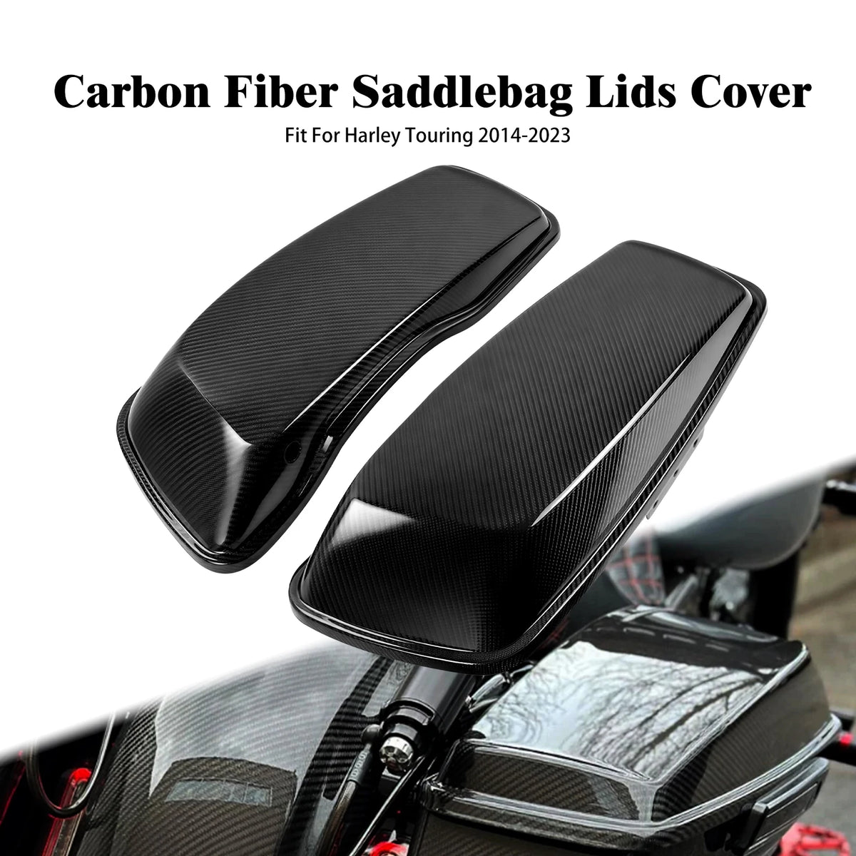 Couvercles de sacoches en fibre de carbone pour Harley-Davidson Touring - vue 1
