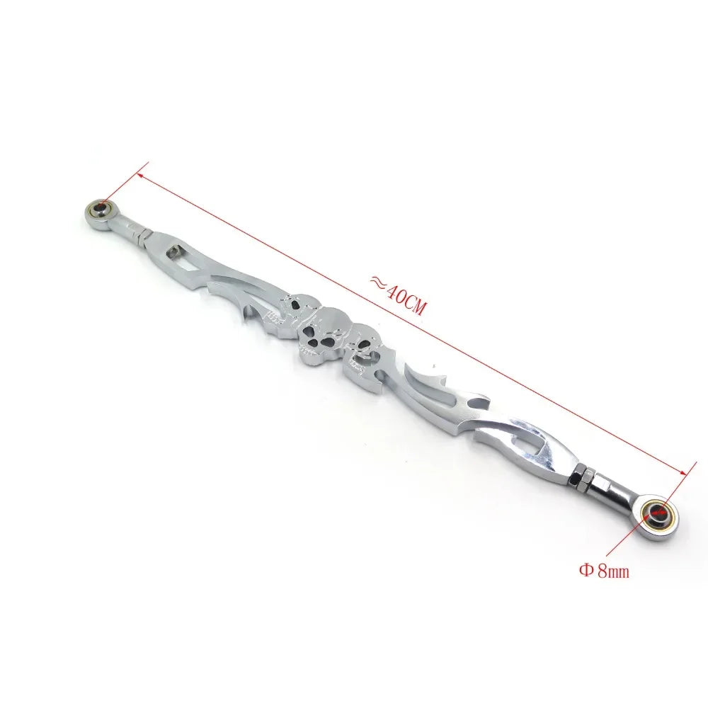 Tringlerie de sélecteur chromée motif tête de mort - Harley Softail, Dyna Wide Glide, Touring – photo 4/8