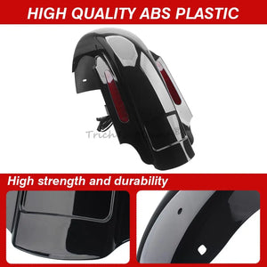 Garde-boue arrière moto noir avec feux LED rouges pour Harley Touring - vue 4