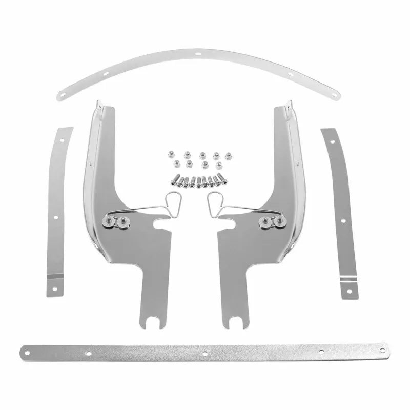 Kit de fixation de pare-brise chromé pour Harley Road King - vue 1