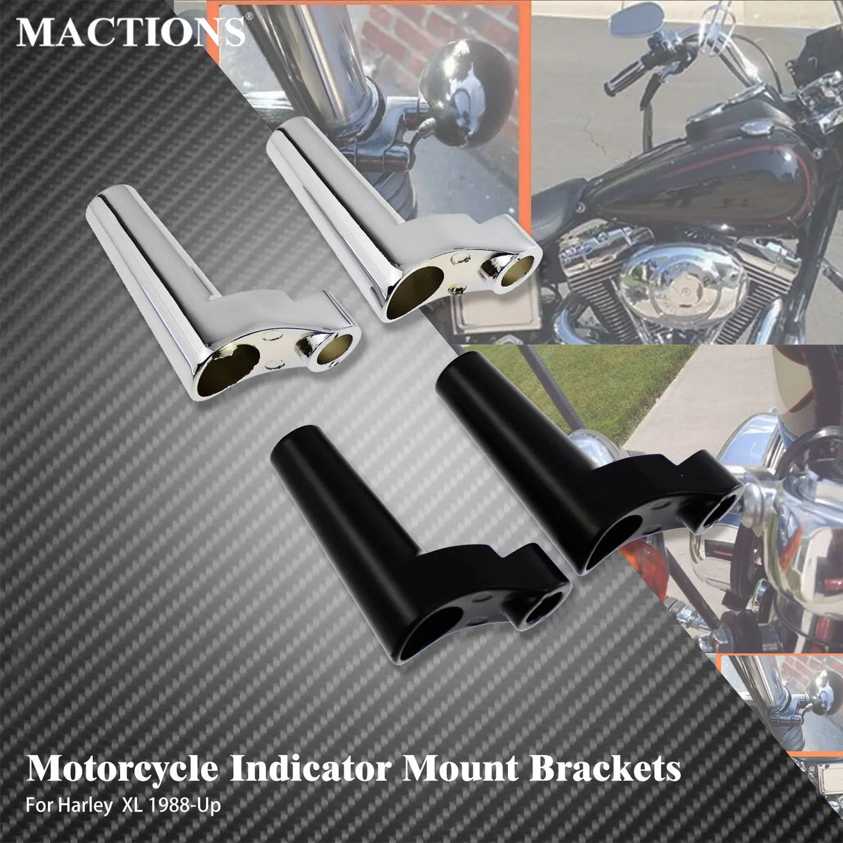 Supports de déport de clignotants pour Harley Sportster Dyna - vue 1