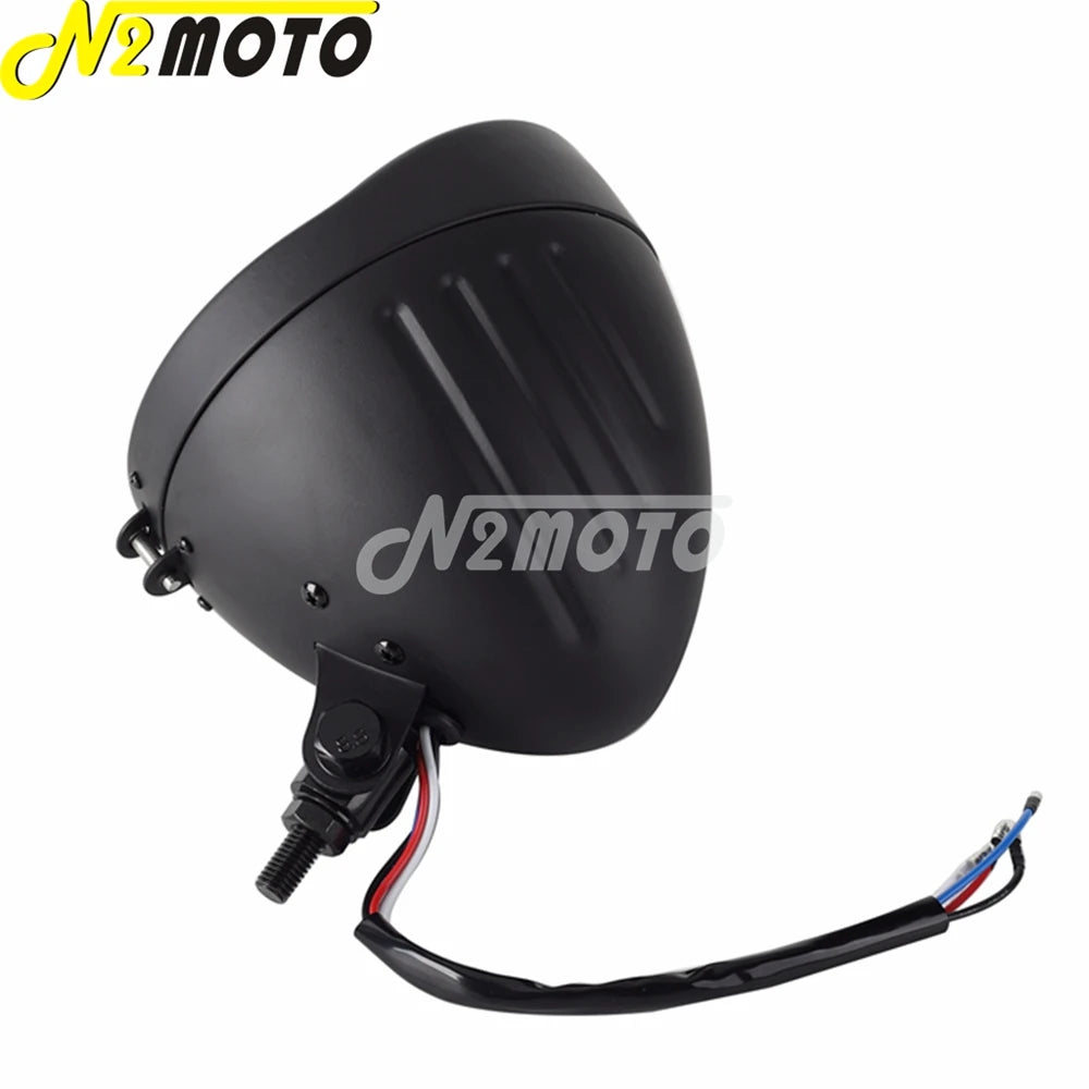Phare rond chromé 5,75 pouces pour moto custom chopper bobber - vue 5