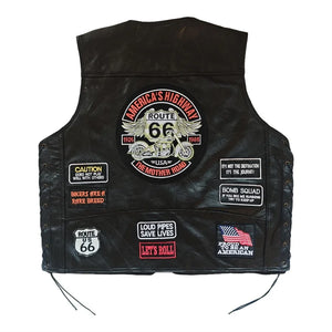 Gilet en cuir homme brodé sans manches - style biker - vue 1