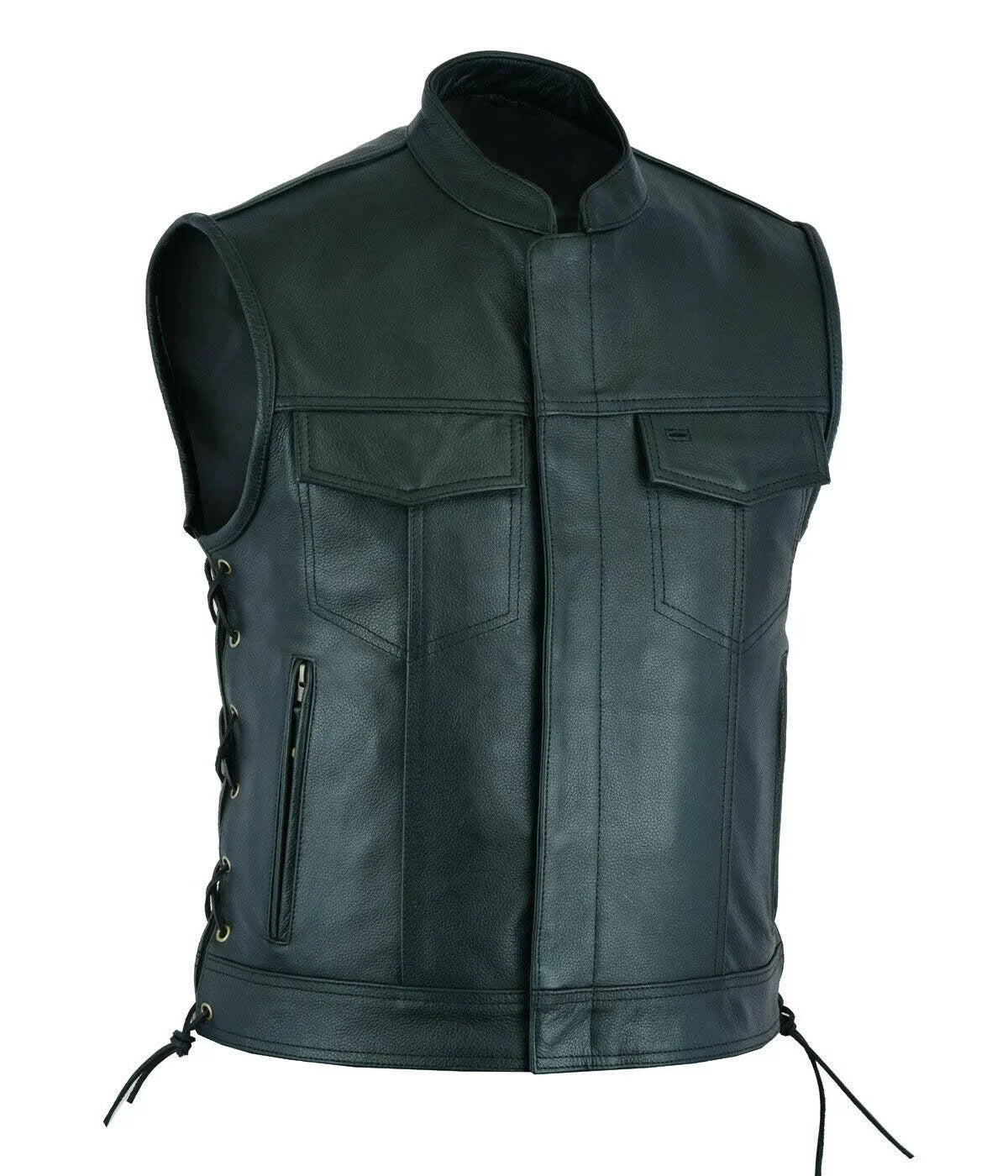 Gilet motard simili cuir noir homme - vue produit - vue 3