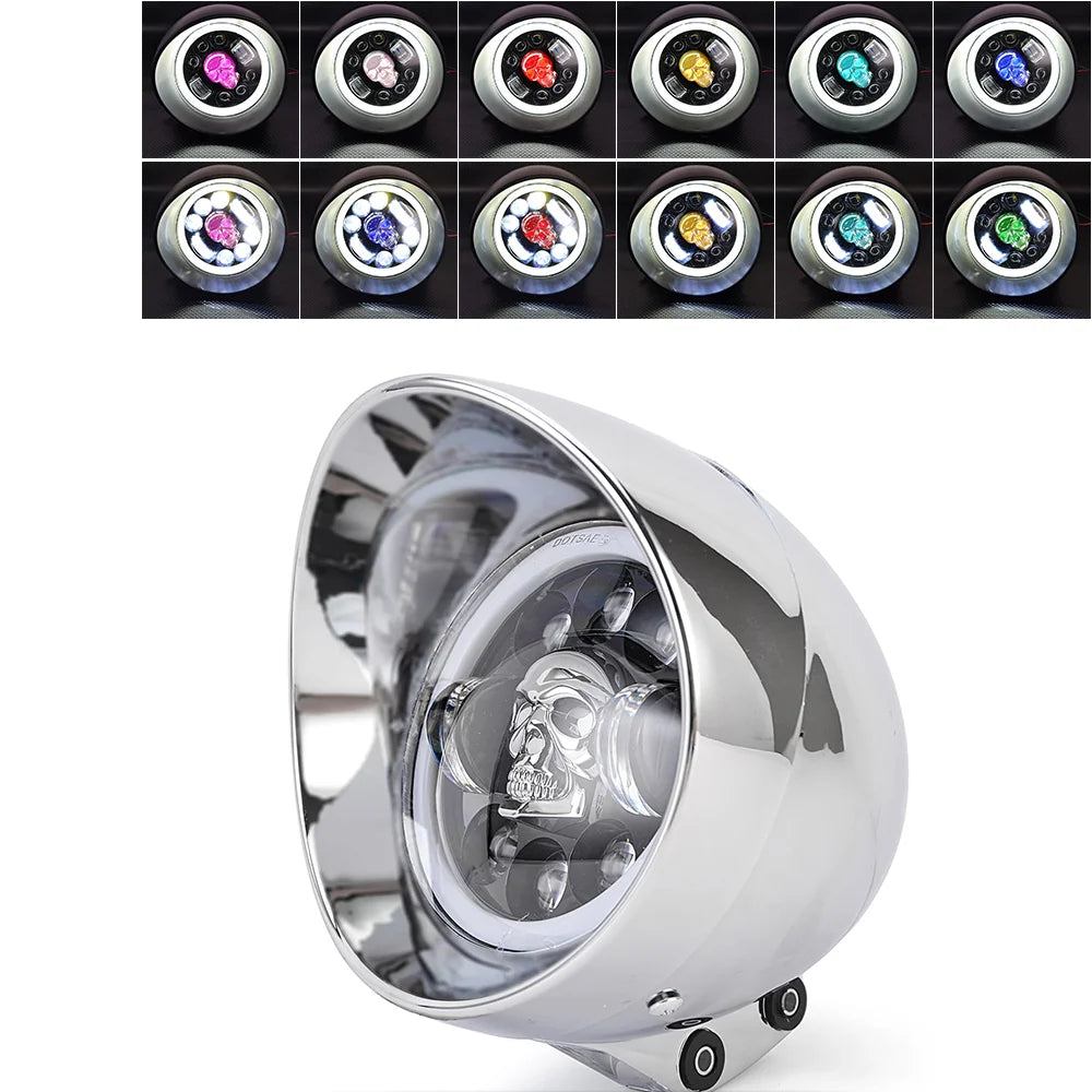 Phare LED rond noir 5,75 pouces pour moto custom et Harley-Davidson - vue 9