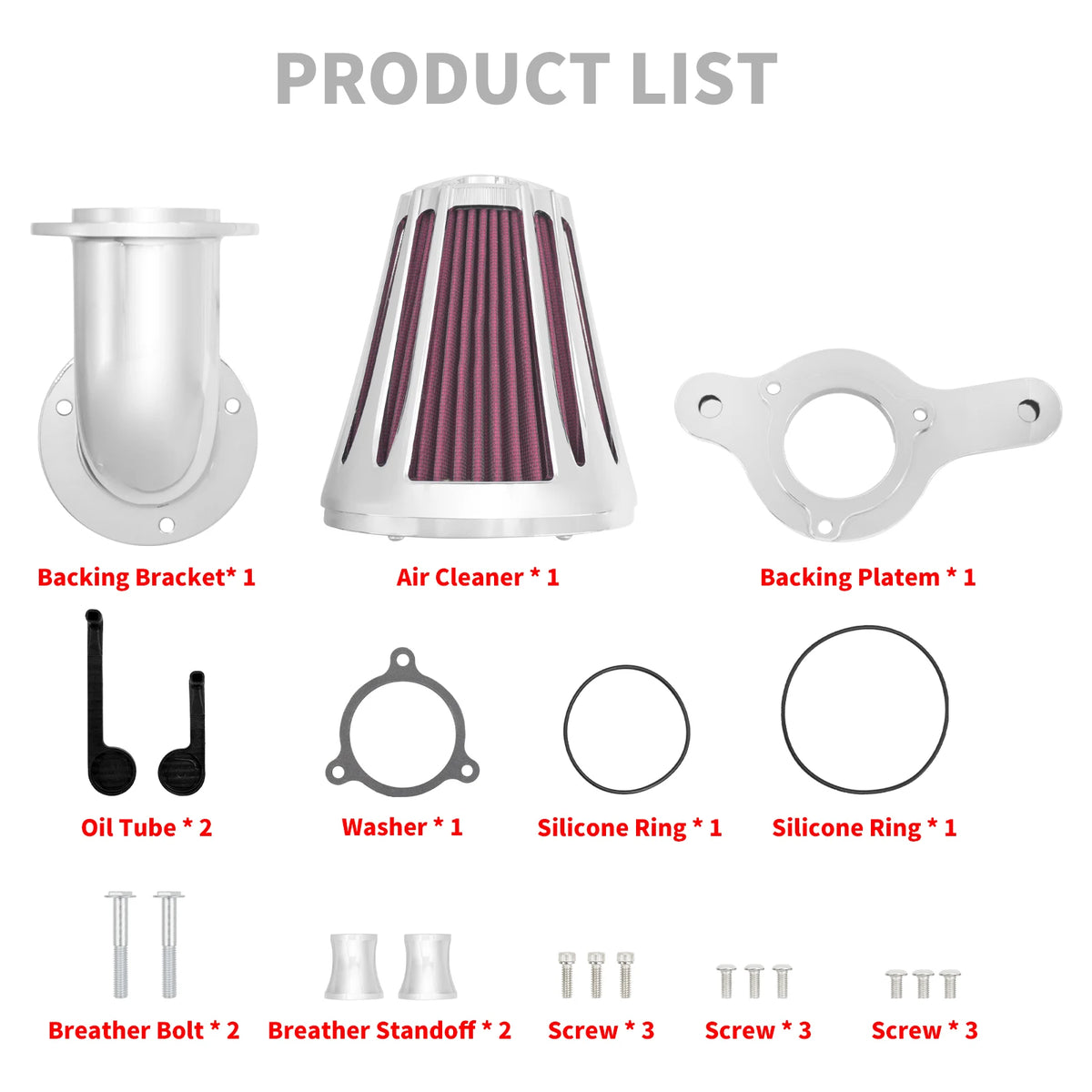 Kit filtre à air CNC rouge et chromé pour moteur Harley-Davidson M8 - vue 4