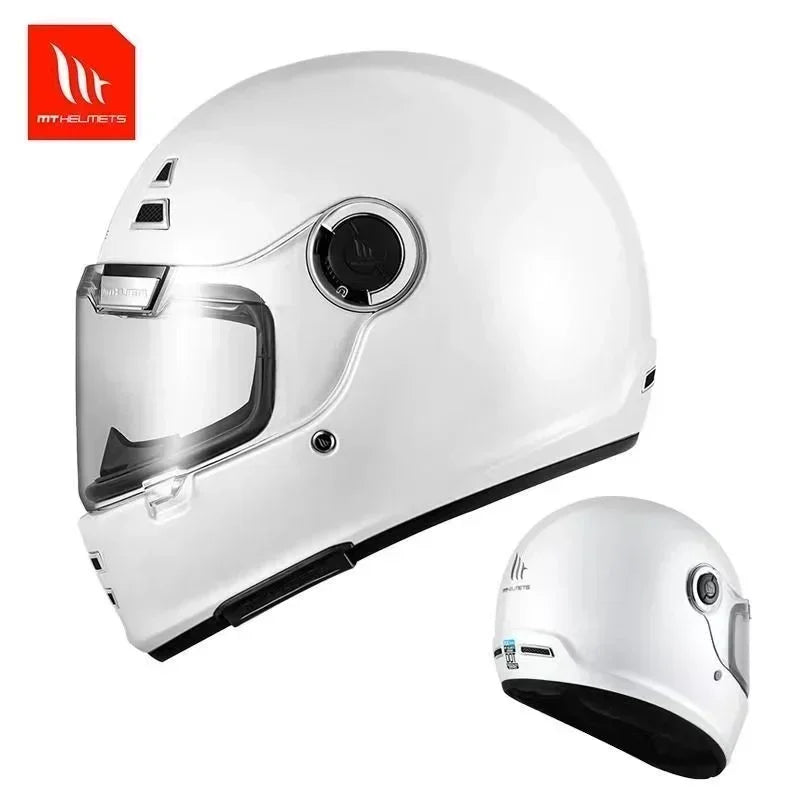 Casque moto intégral rétro noir - vue de face - vue 15