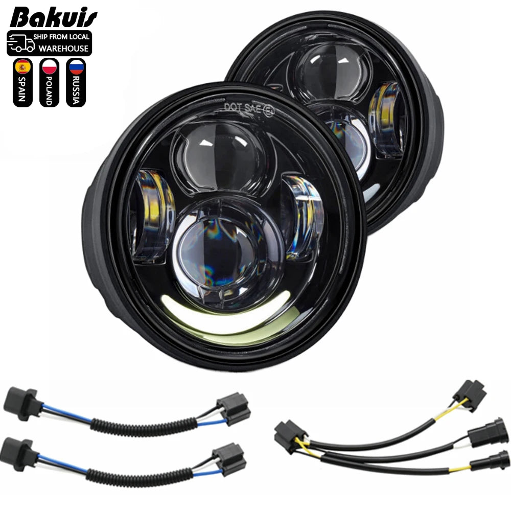 Double phare LED rond pour Harley-Davidson Dyna Fat Bob FXDF - vue 2
