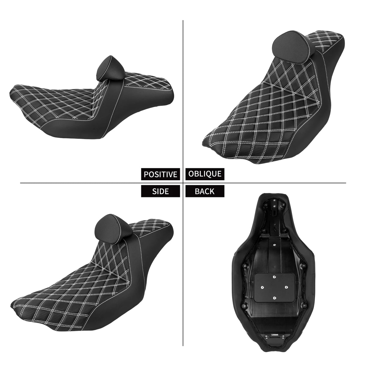 Selle biplace noire avec dossier conducteur pour Harley-Davidson Touring - vue 3
